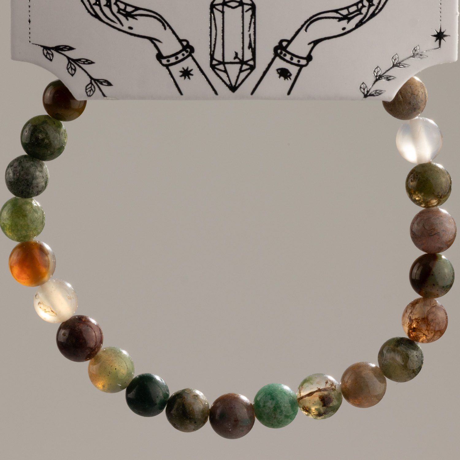 Petite Power Bracelet – Moss Agate – 17cm x 6mm2