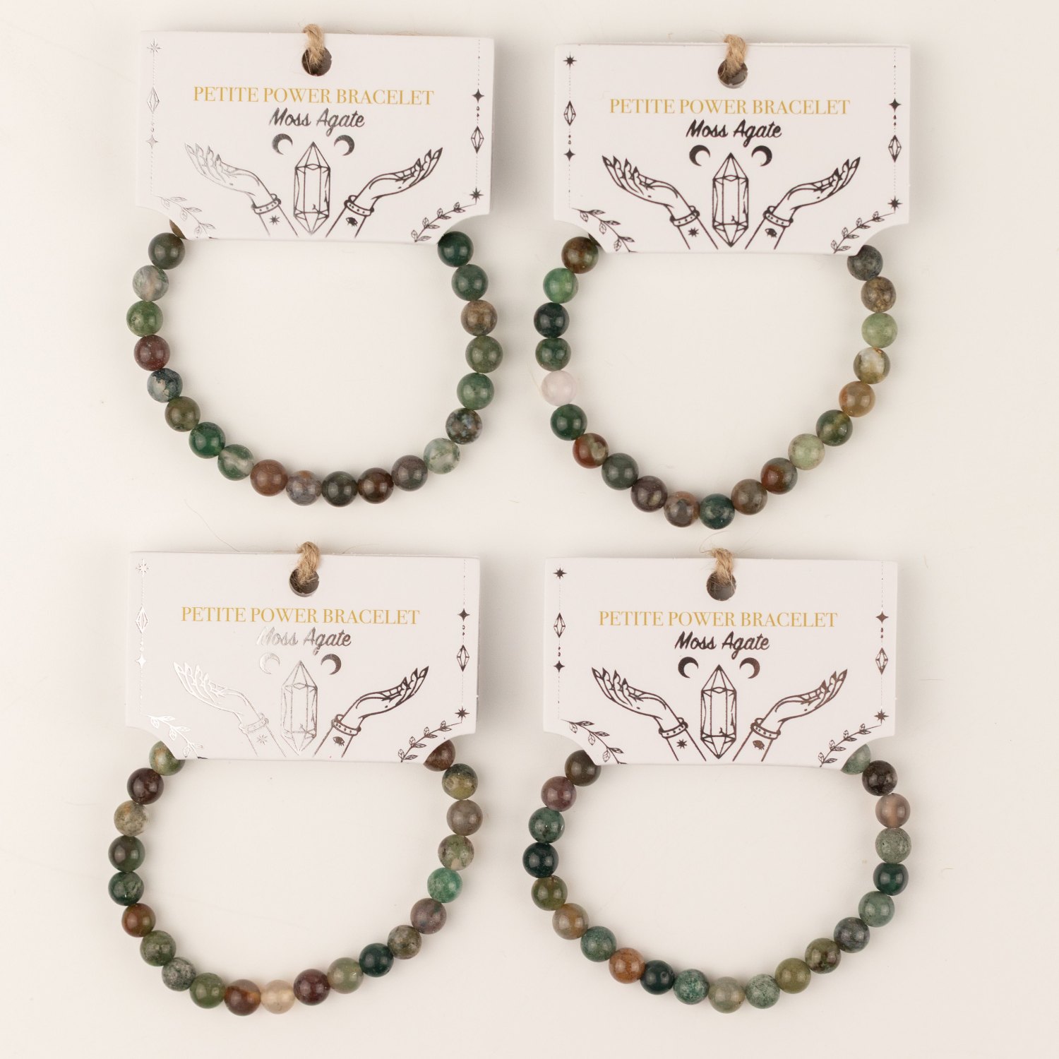 Petite Power Bracelet – Moss Agate – 17cm x 6mm6