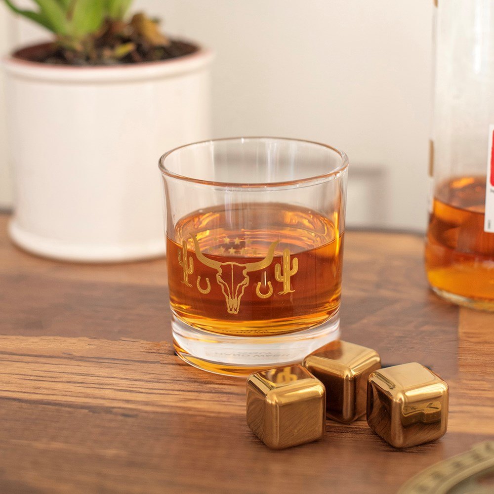 Western Bull Skull Whisky Glass & Cooling Stone Set – 320ml4