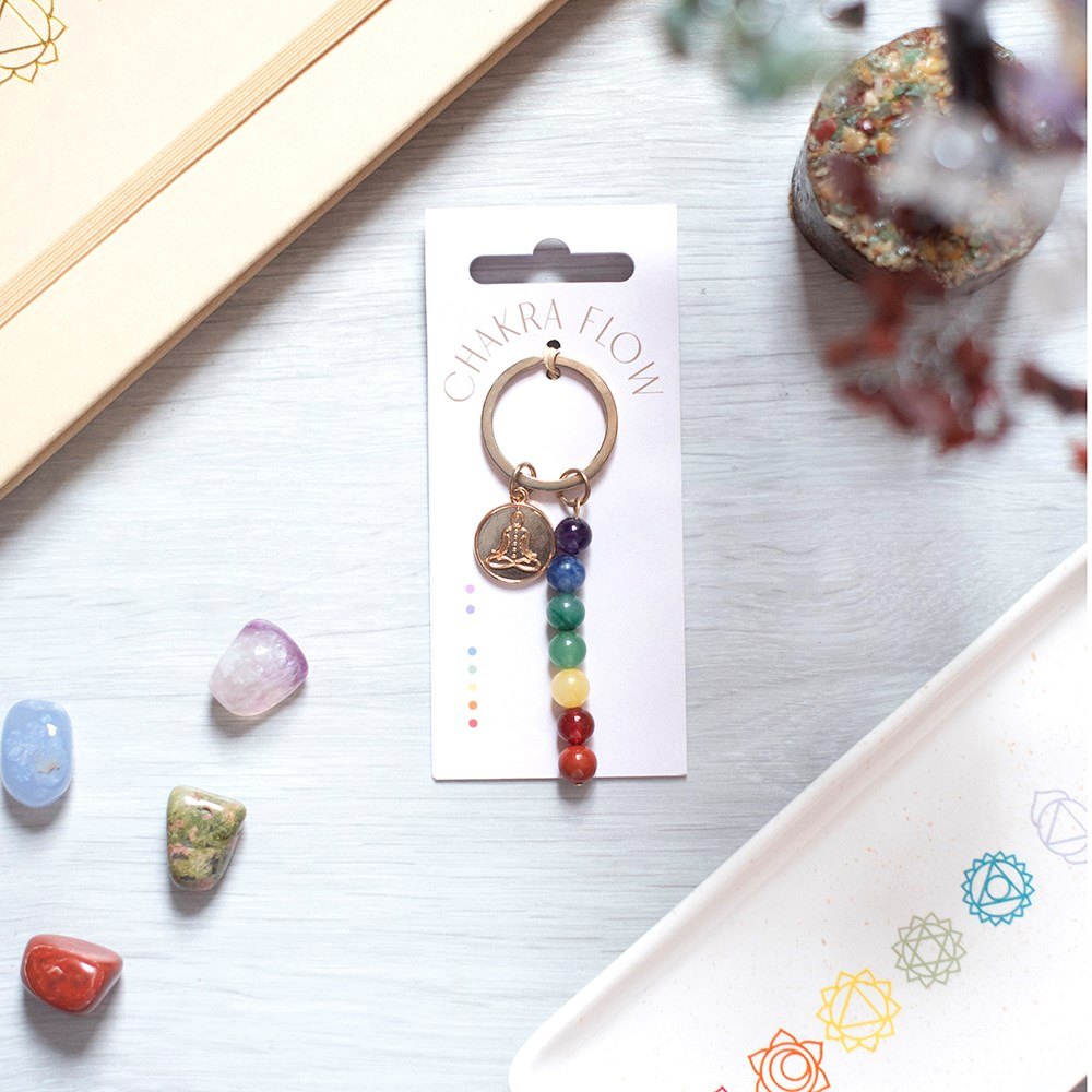 Chakra Flow Rainbow Beaded Keyring3