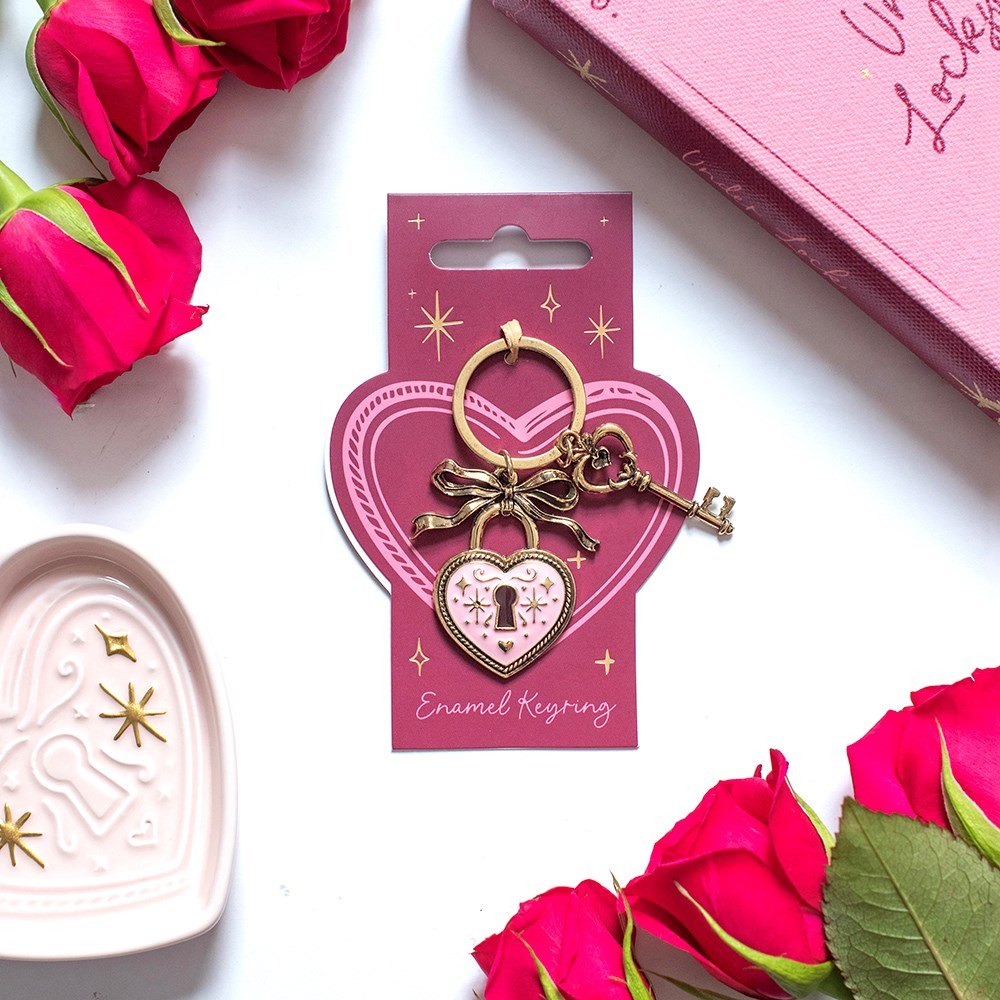 Lock & Key Heart Enamel Keyring3