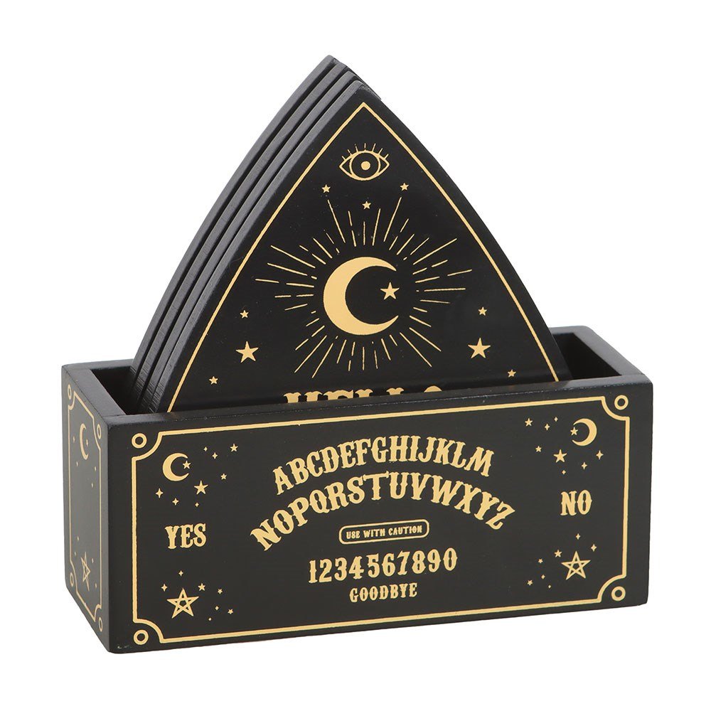 Black & Gold Talking Board Planchette Coasters – Set of 4