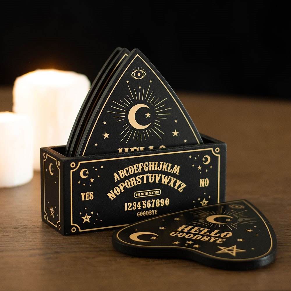 Black & Gold Talking Board Planchette Coasters – Set of 44