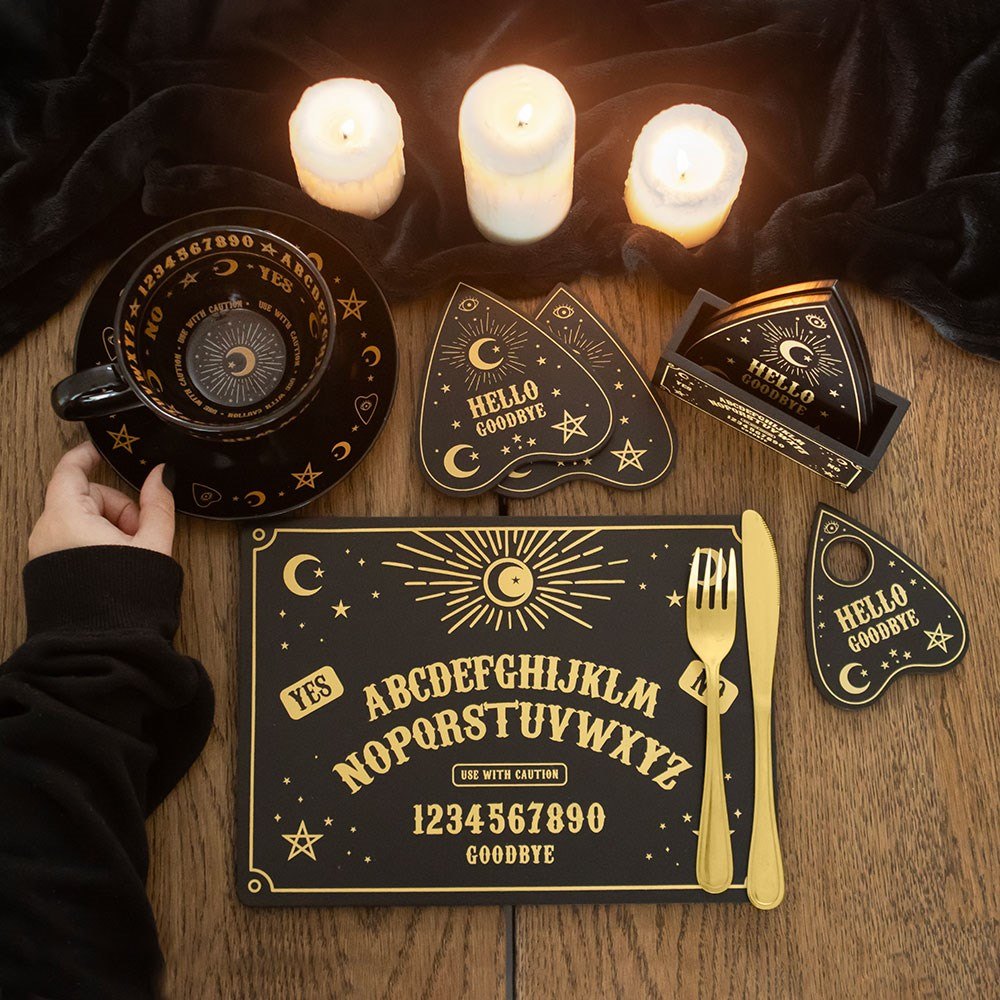 Black & Gold Talking Board Planchette Coasters – Set of 45