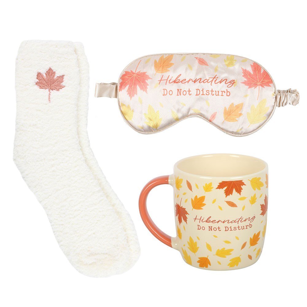 Autumn Hibernation Gift Set with Mug, Fluffy Socks & Eye Mask