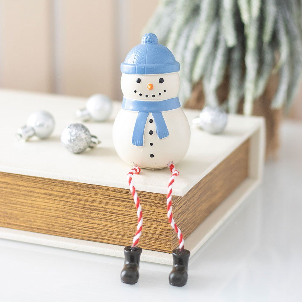 Winter Snowman Dangling Legs Shelf Sitter Ornament