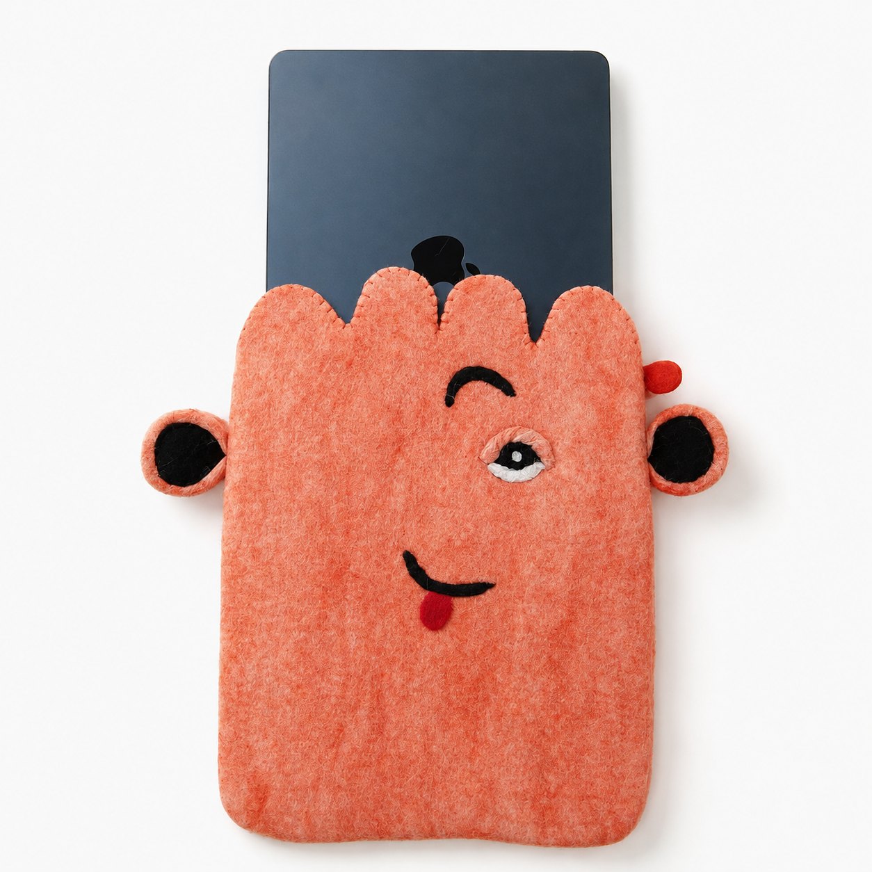 Pink Cute Face Felt Laptop Pouch – Up to 14