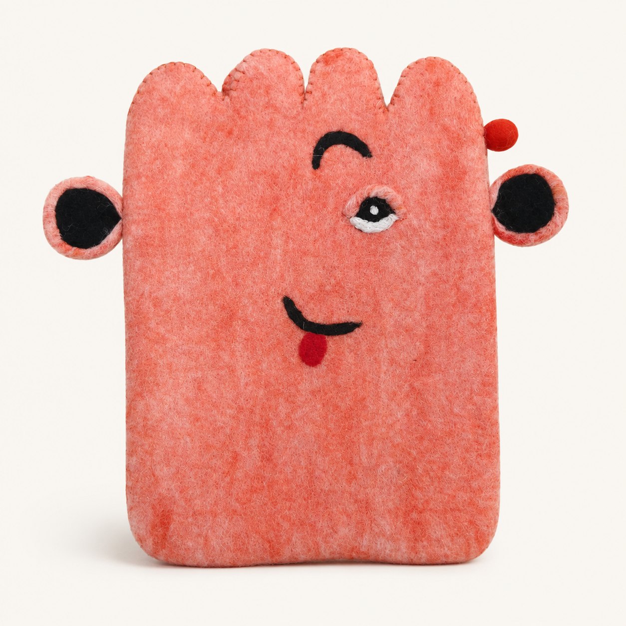 Pink Cute Face Felt Laptop Pouch – Up to 14