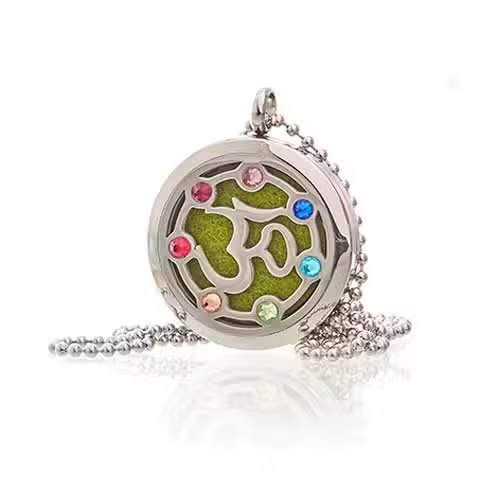 Aromatherapy Diffuser Necklace - OM Chakra (30mm Stainless Steel)