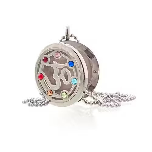 Aromatherapy Diffuser Necklace - OM Chakra (30mm Stainless Steel)2