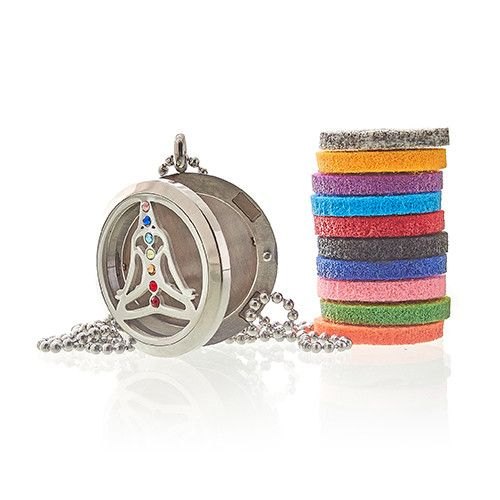Aromatherapy Diffuser Necklace – Yoga Chakra (30mm Stainless Steel)1