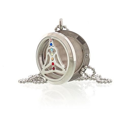Aromatherapy Diffuser Necklace – Yoga Chakra (30mm Stainless Steel)2
