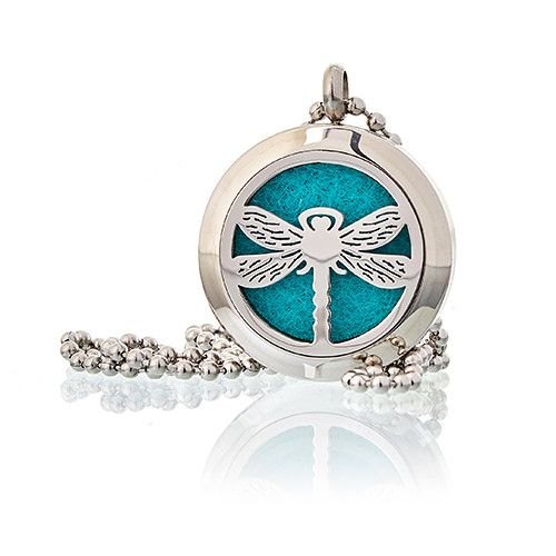 Aromatherapy Diffuser Necklace – Dragonfly (25mm Stainless Steel)