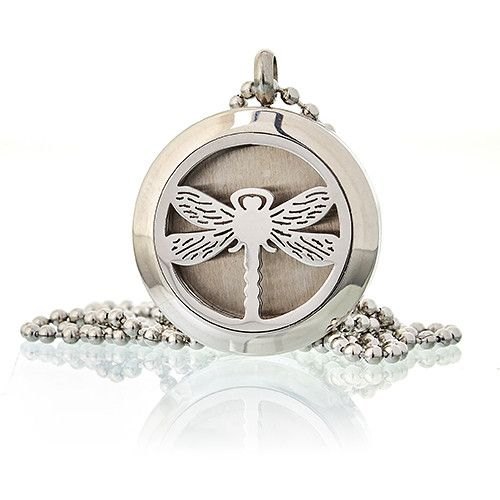 Aromatherapy Diffuser Necklace – Dragonfly (25mm Stainless Steel)1