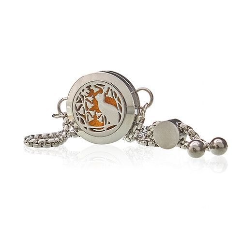 Cat & Flowers Aromatherapy Diffuser Chain Bracelet – 20mm