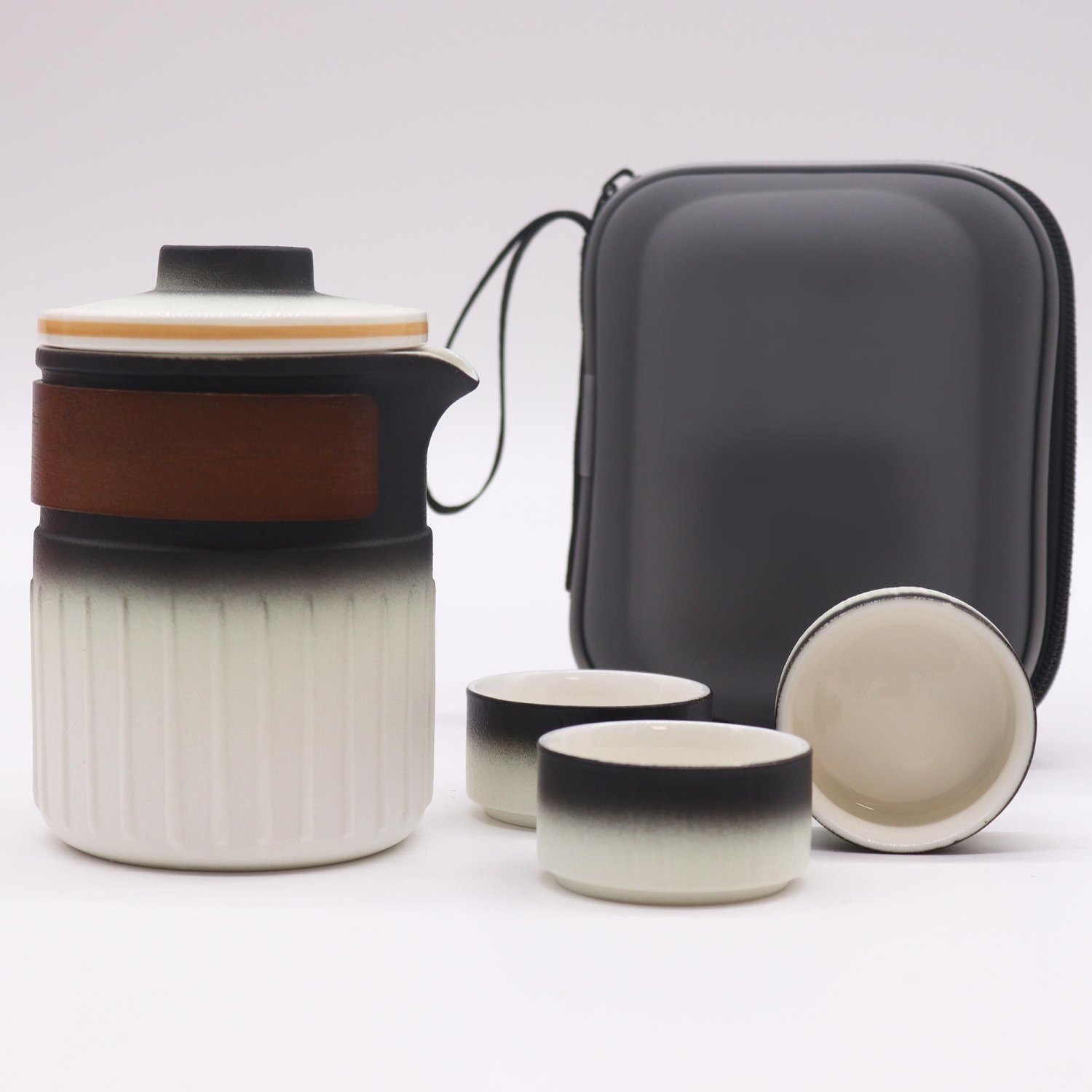 Three Friends Ceramic Travel Teapot Set with Infuser & 3 Cups
