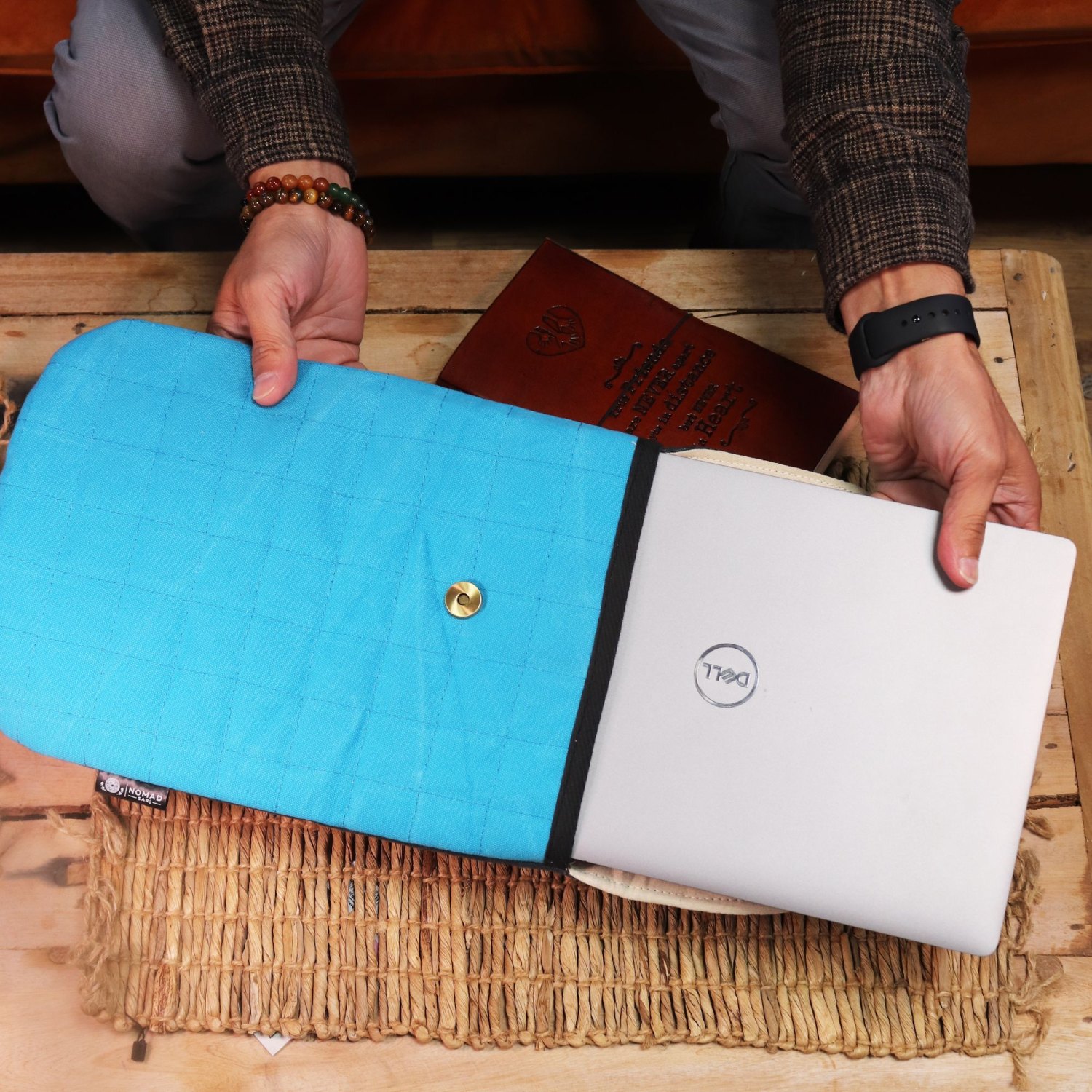 Nomad Sari Terrific Turquoise Stonewashed Cotton Laptop Pouch – Up to 13