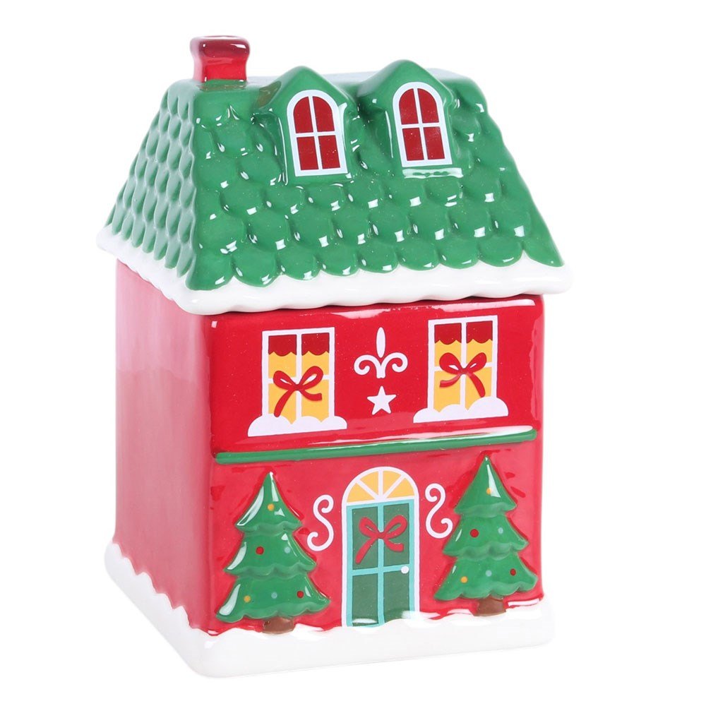 Red Christmas House Ceramic Oil Burner