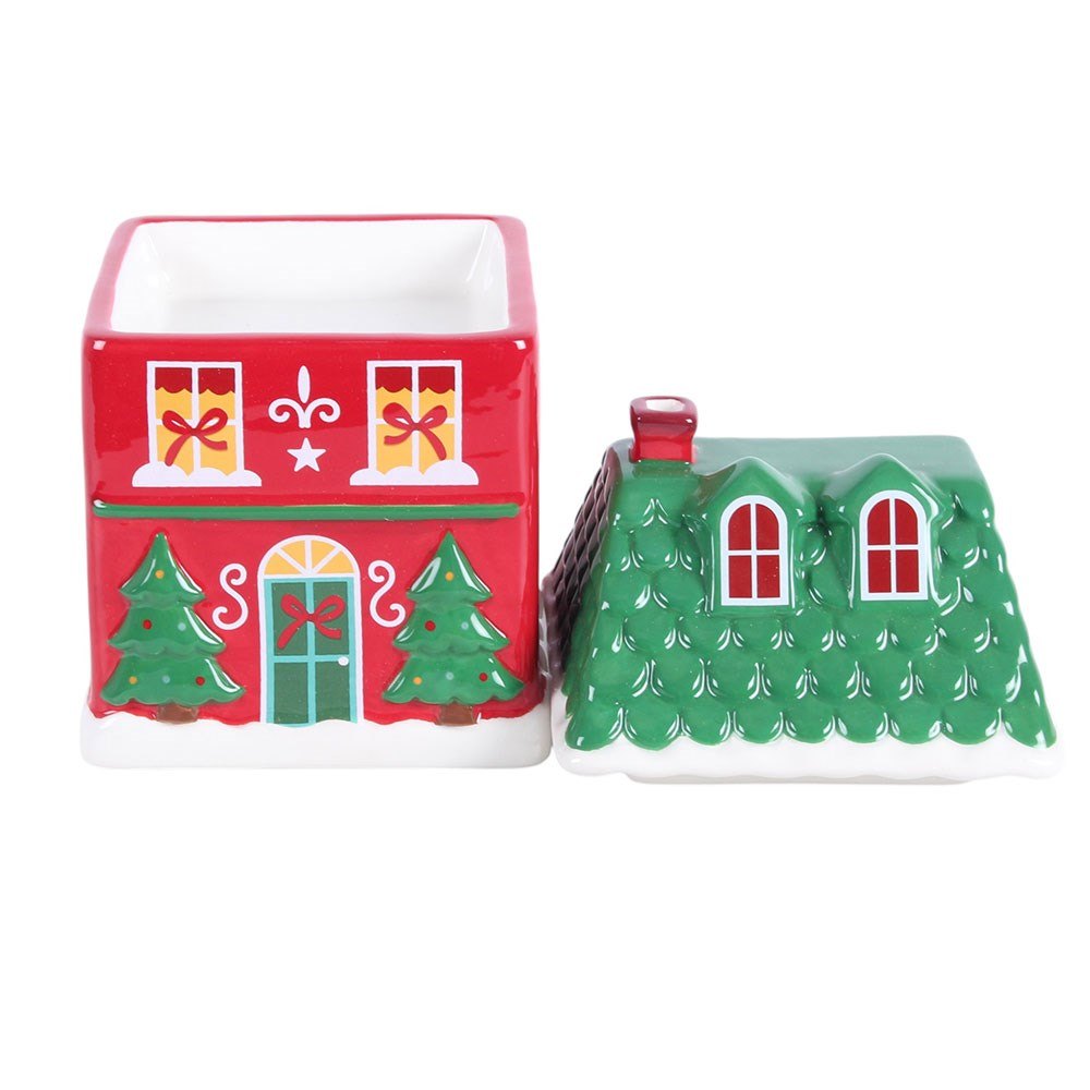 Red Christmas House Ceramic Oil Burner1