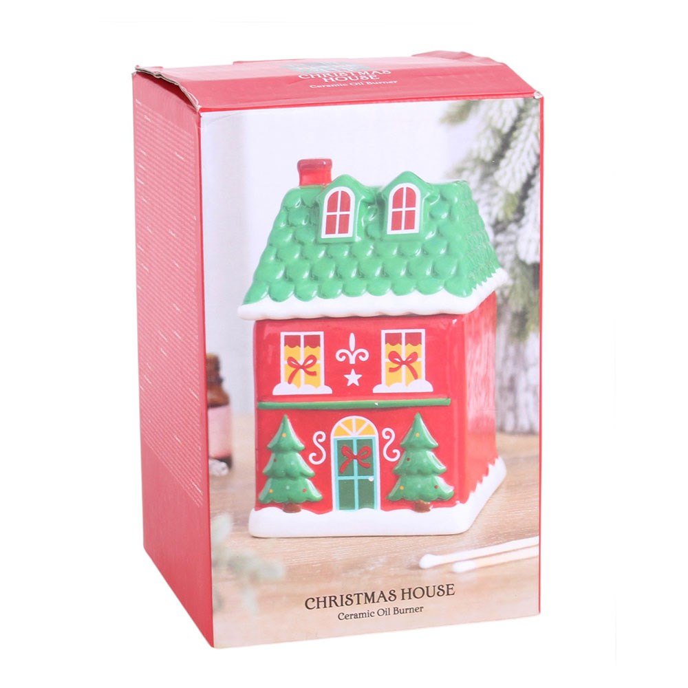 Red Christmas House Ceramic Oil Burner4