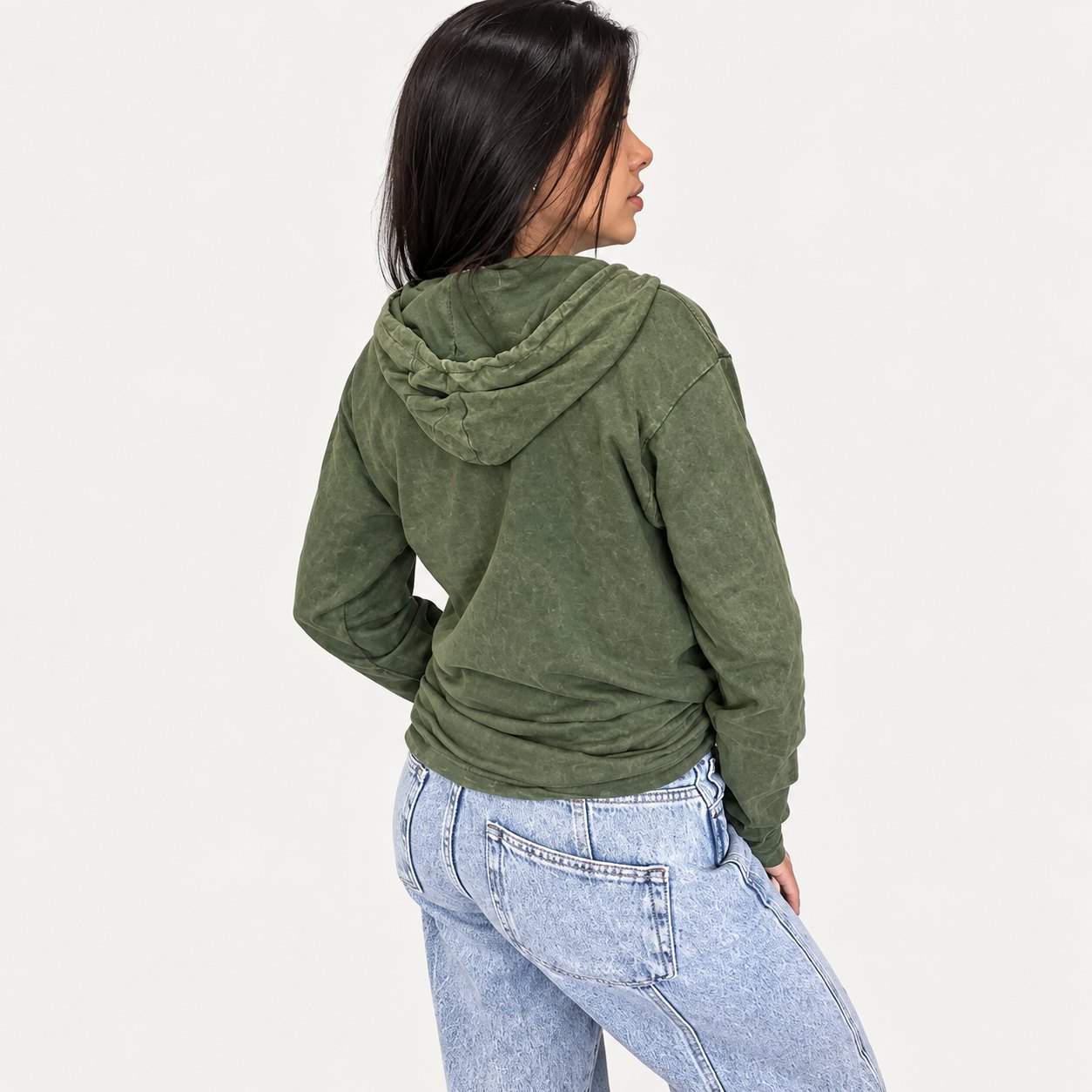 Nomad Sari Vintage Teal Stonewashed Kangaroo Pocket Hoodie – Size S5
