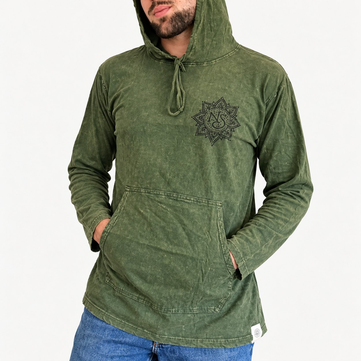Nomad Sari Vintage Teal Stonewashed Kangaroo Pocket Hoodie – Size L2