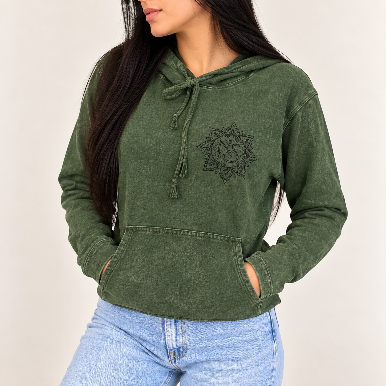 Nomad Sari Vintage Teal Stonewashed Kangaroo Pocket Hoodie – Size L3