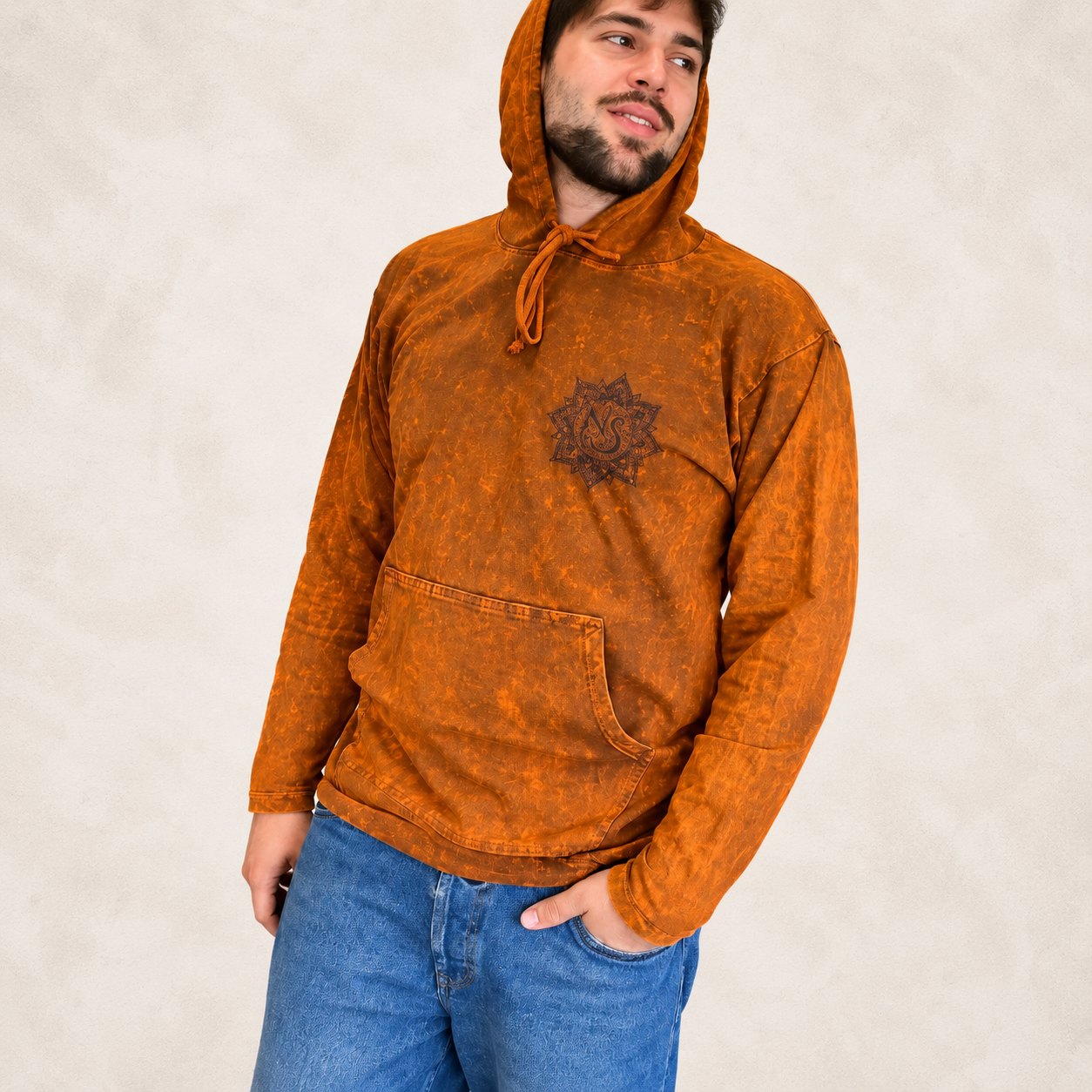 Nomad Sari Stonewashed Kangaroo Pocket Hoodie – Burnt Orange – Size L2