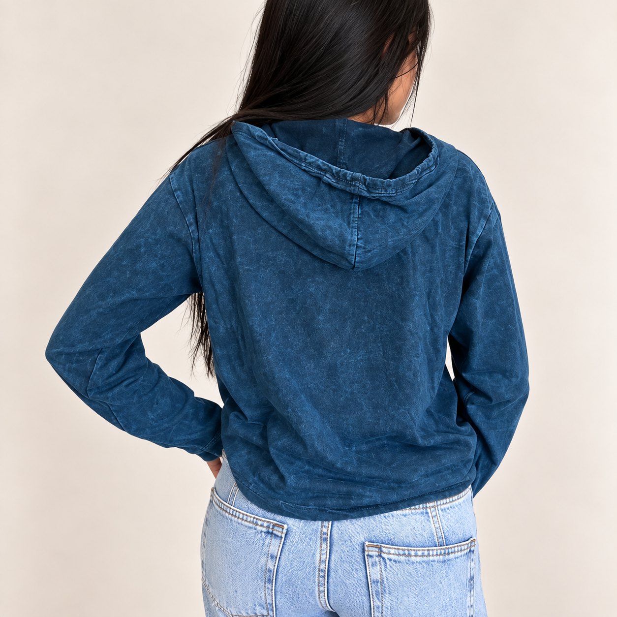 Nomad Sari Compass of Life Stonewashed Kangaroo Pocket Hoodie – Blue – Size S4