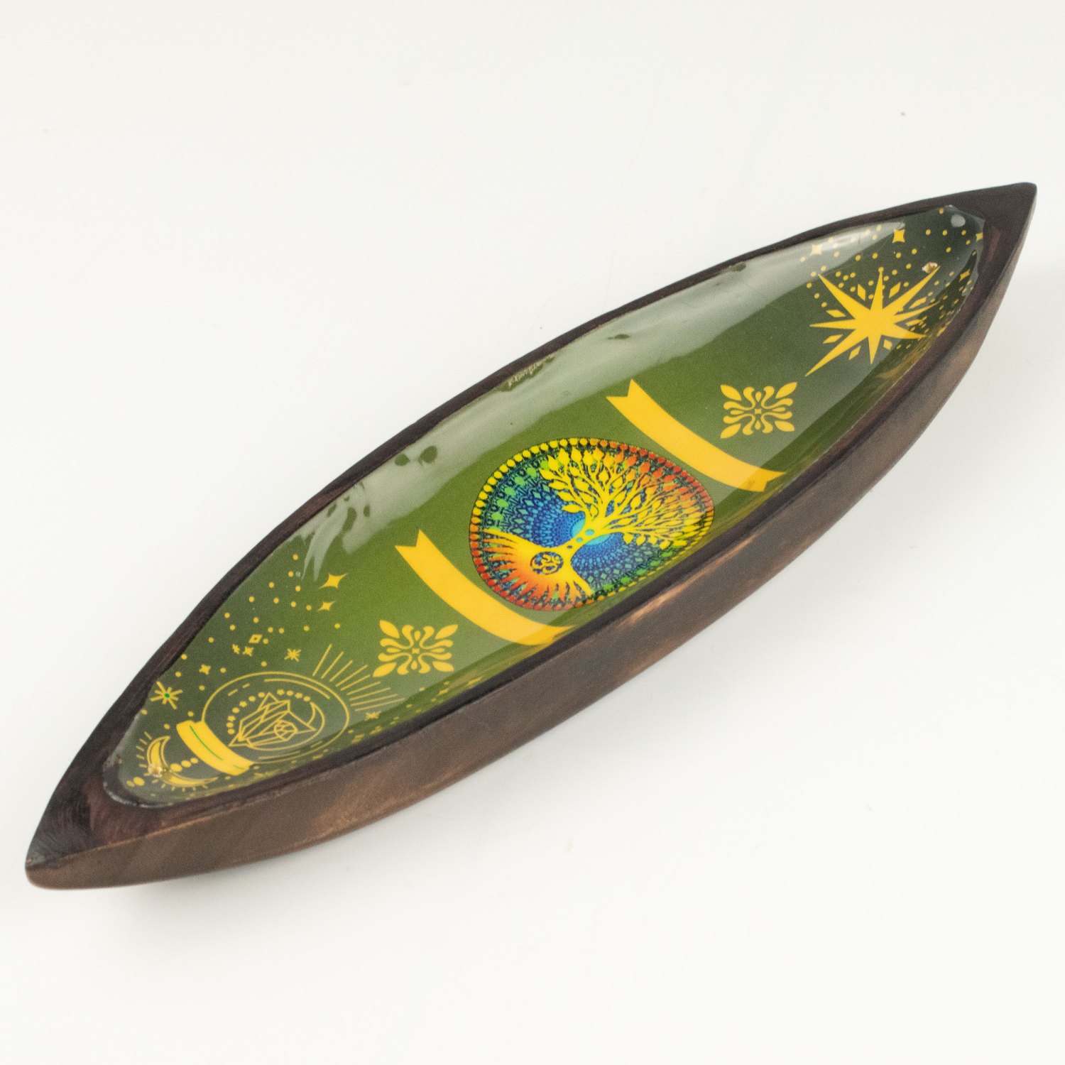Tree of Life Mango Wood Enamel Incense Bowl1