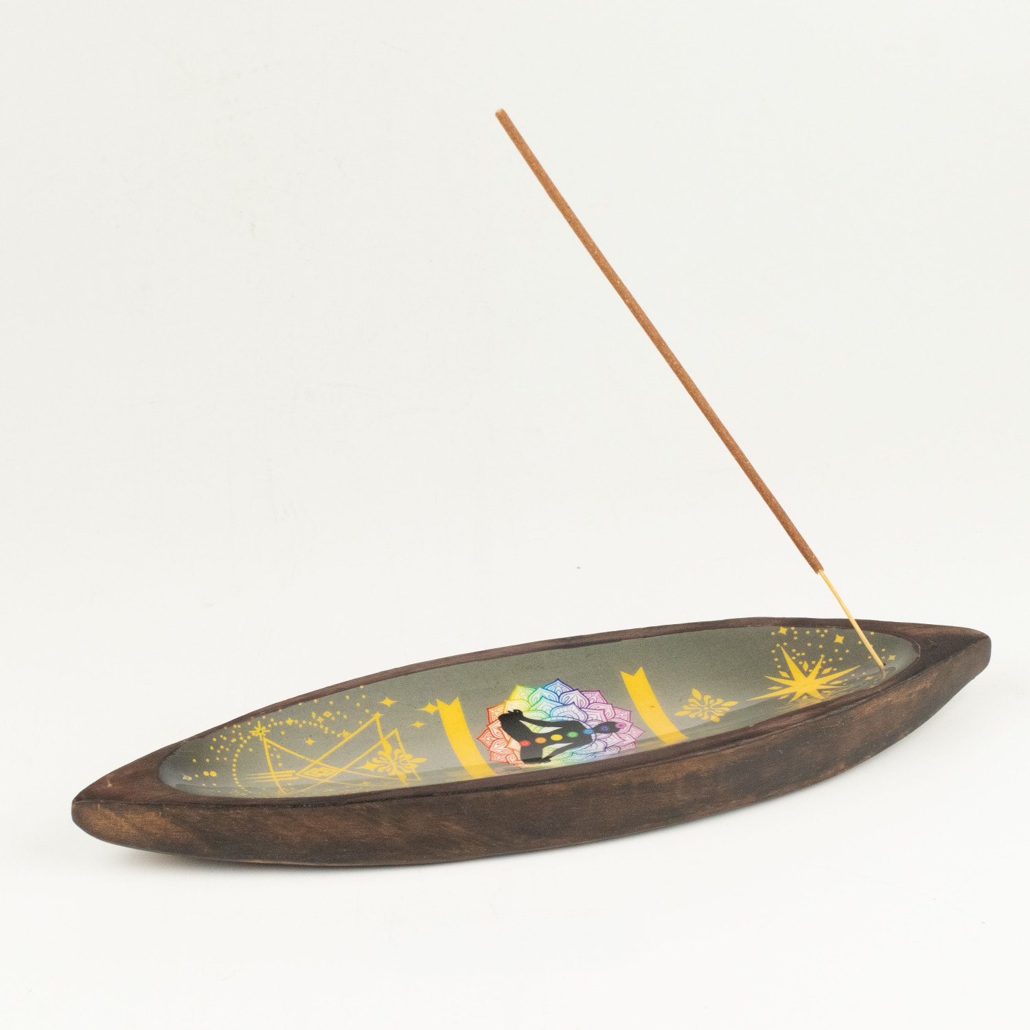 Chakra Mango Wood Enamel Incense Bowl2
