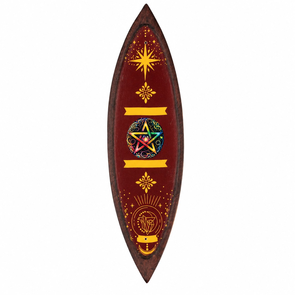 Pentagon Mango Wood Enamel Incense Bowl