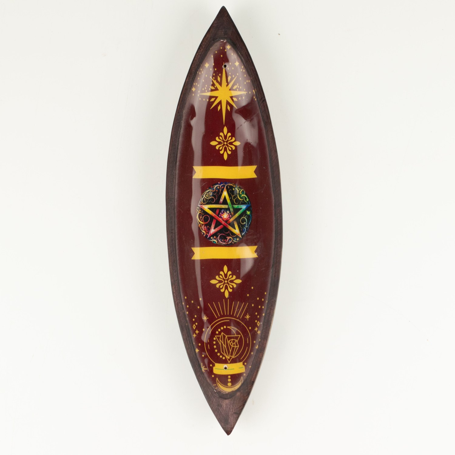 Pentagon Mango Wood Enamel Incense Bowl3