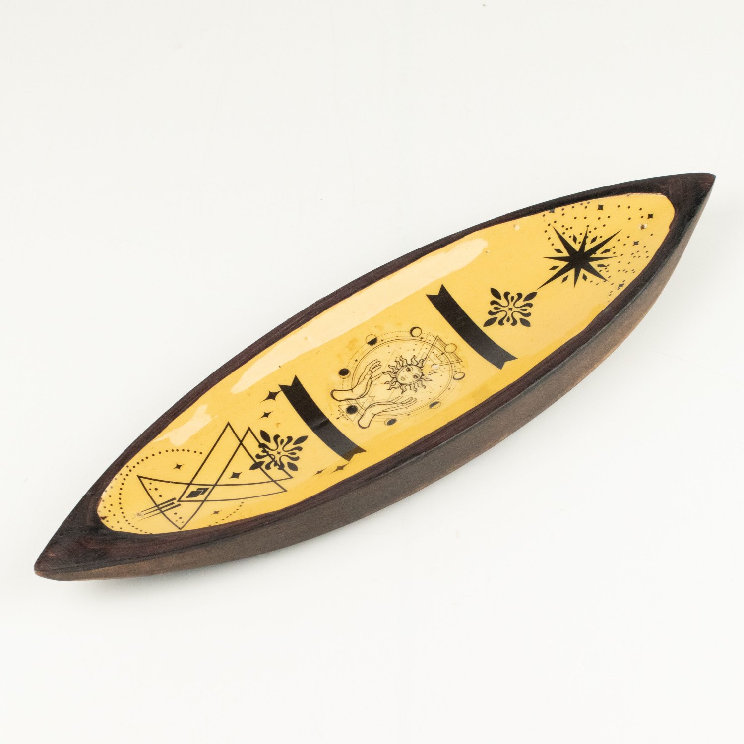 Hand & Sun Mango Wood Enamel Incense Bowl1