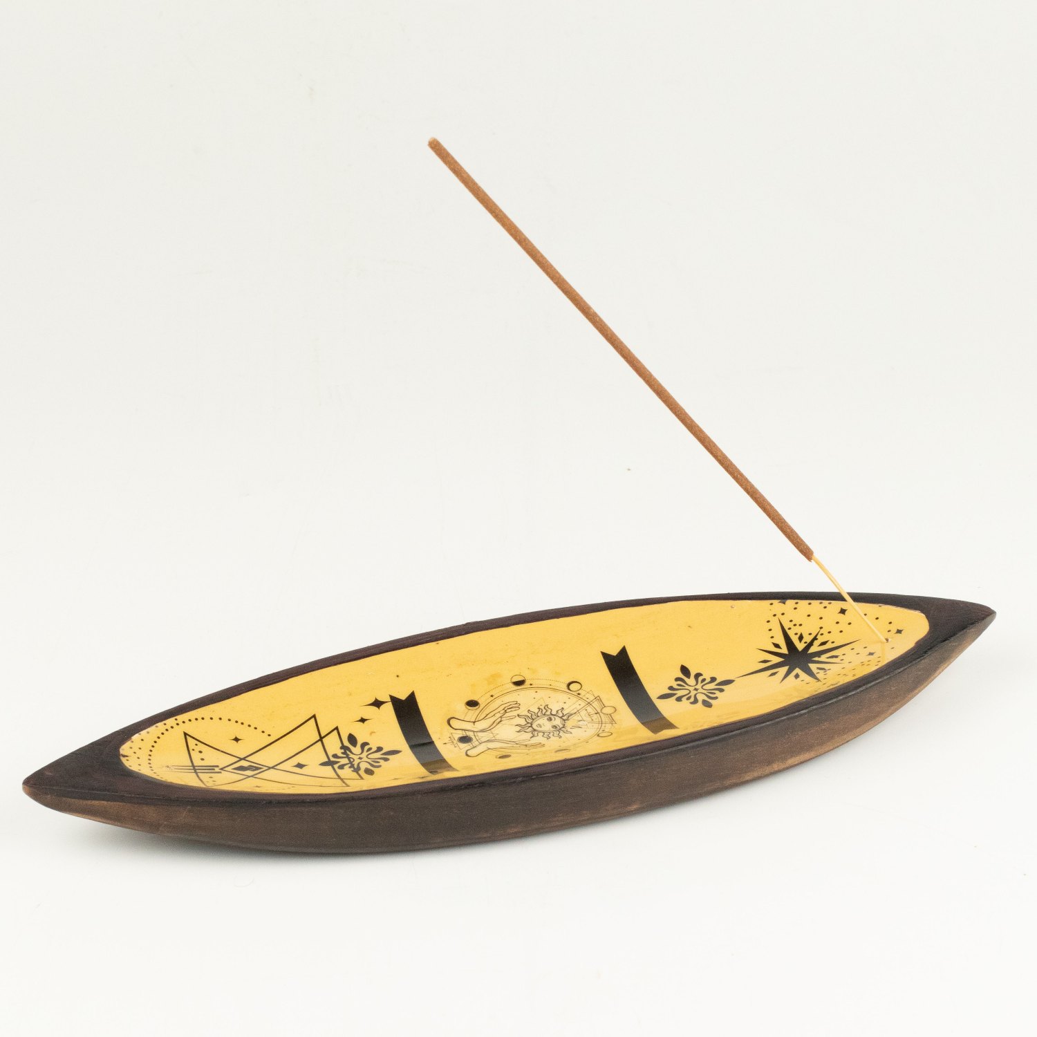 Hand & Sun Mango Wood Enamel Incense Bowl2