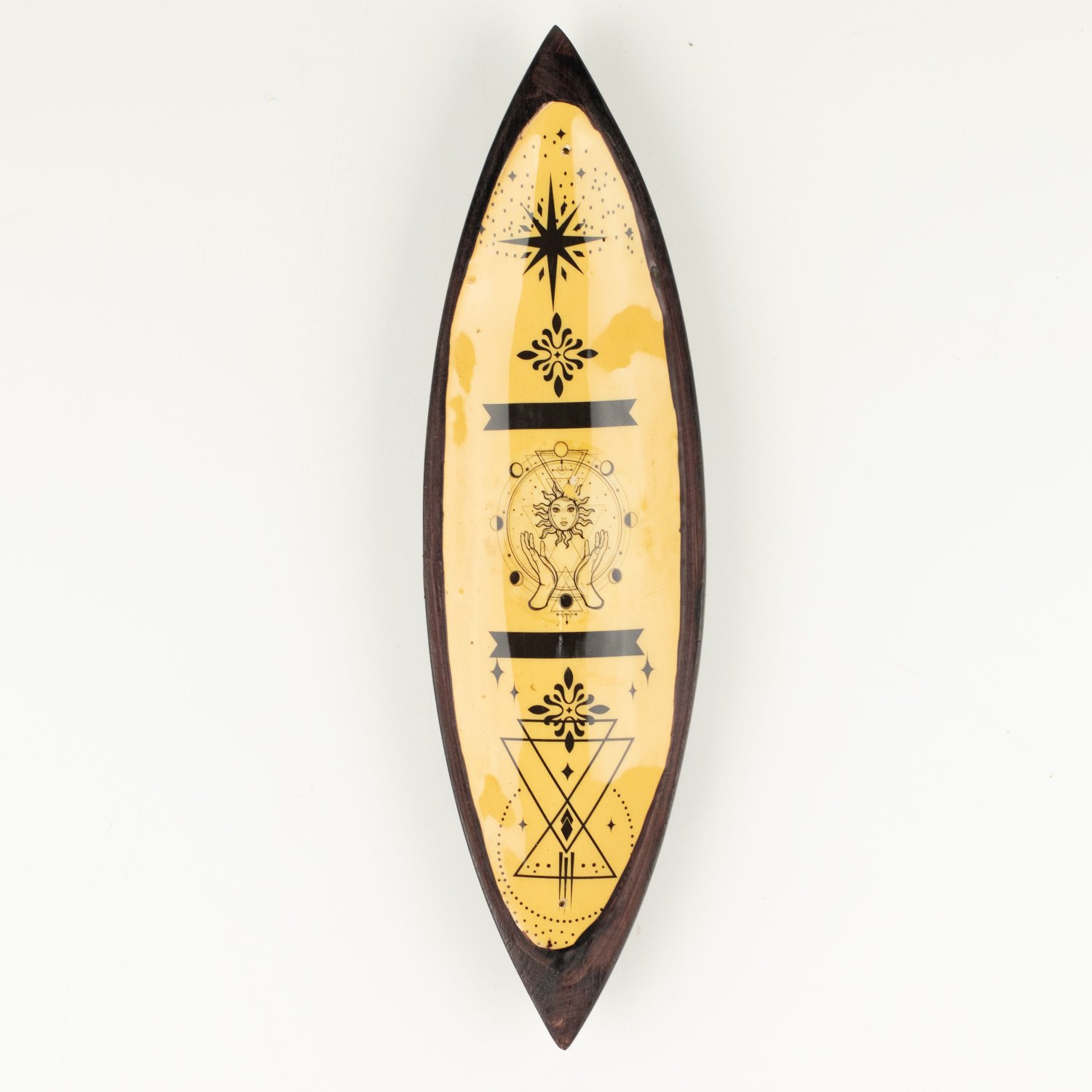 Hand & Sun Mango Wood Enamel Incense Bowl3