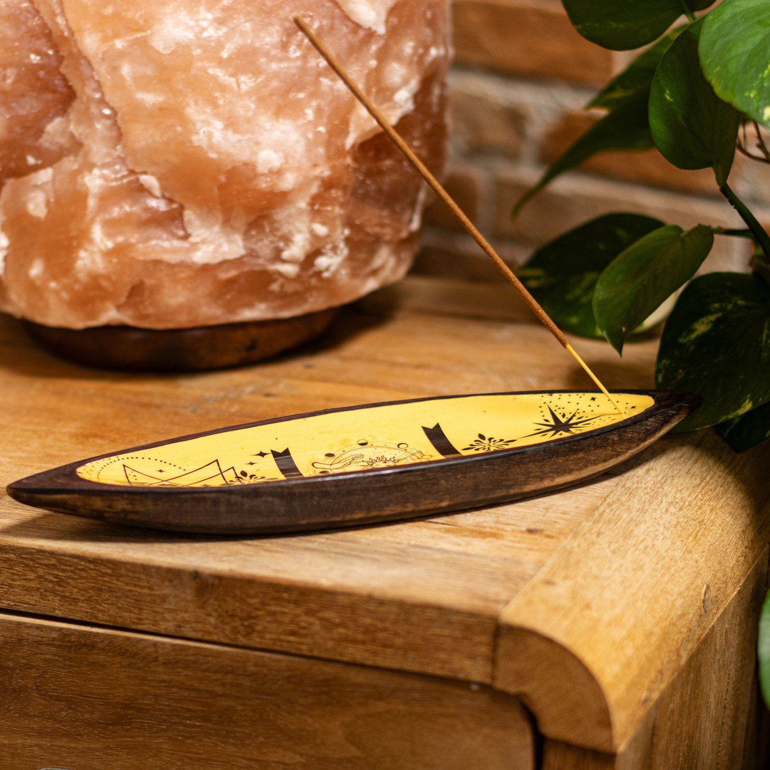 Hand & Sun Mango Wood Enamel Incense Bowl5