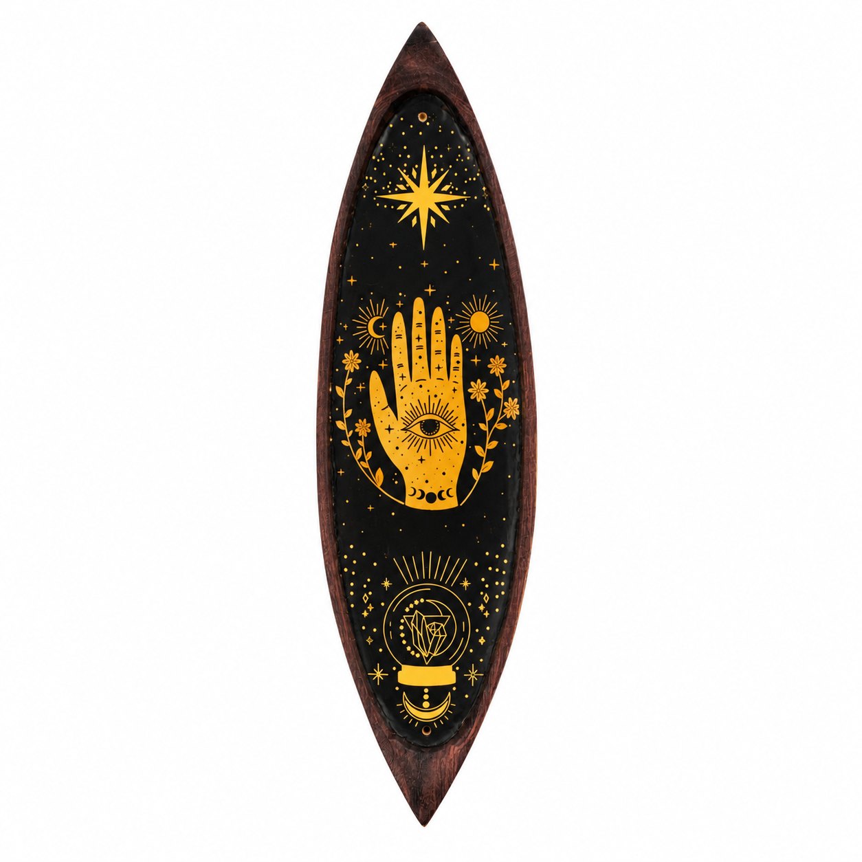 Hamsa Mango Wood Enamel Incense Bowl