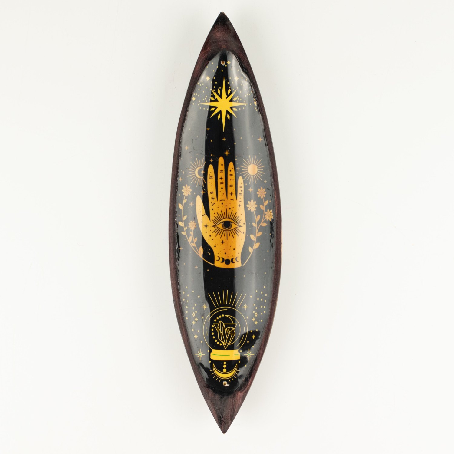 Hamsa Mango Wood Enamel Incense Bowl3