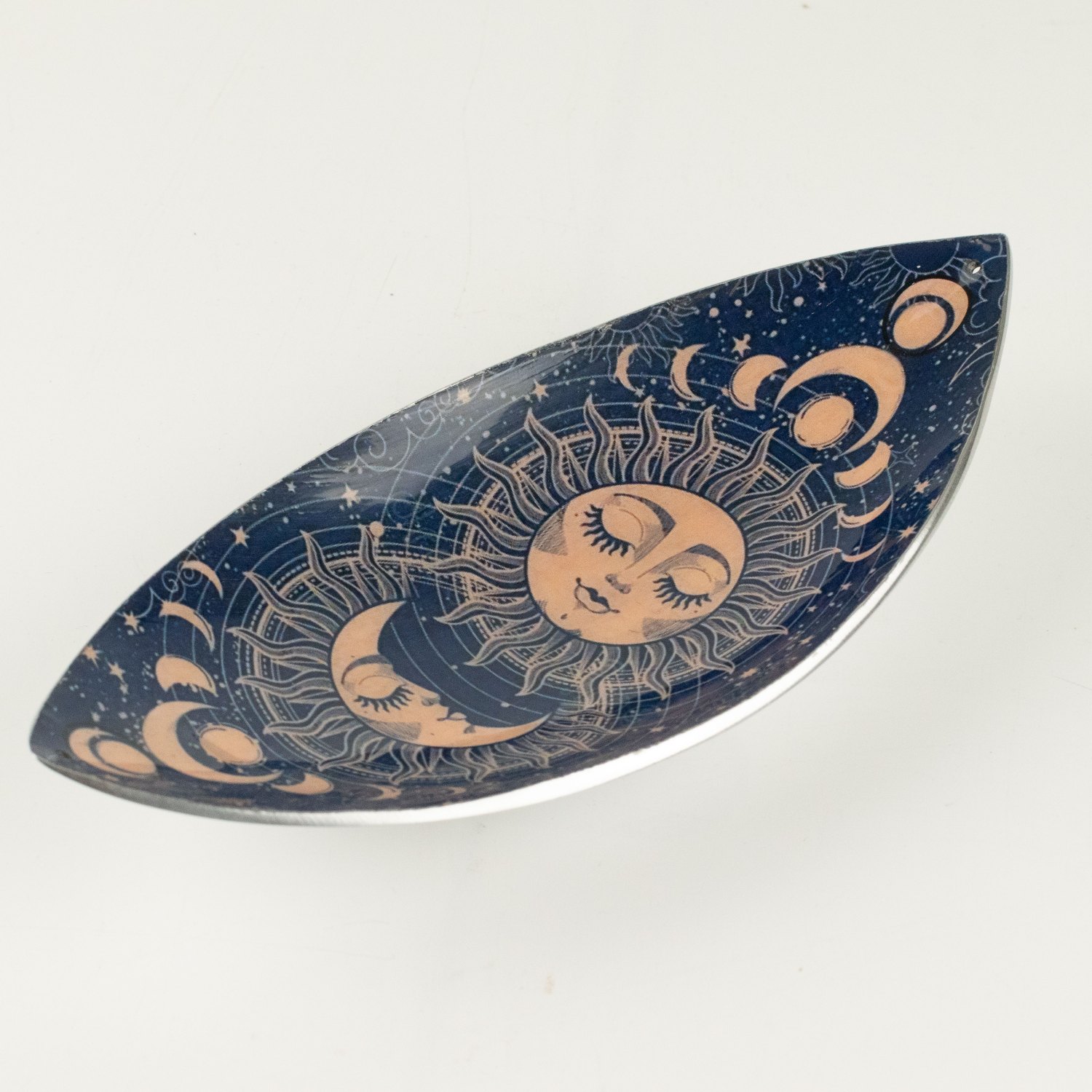 Pink Sun & Moon Aluminium Enamel Incense Bowl1