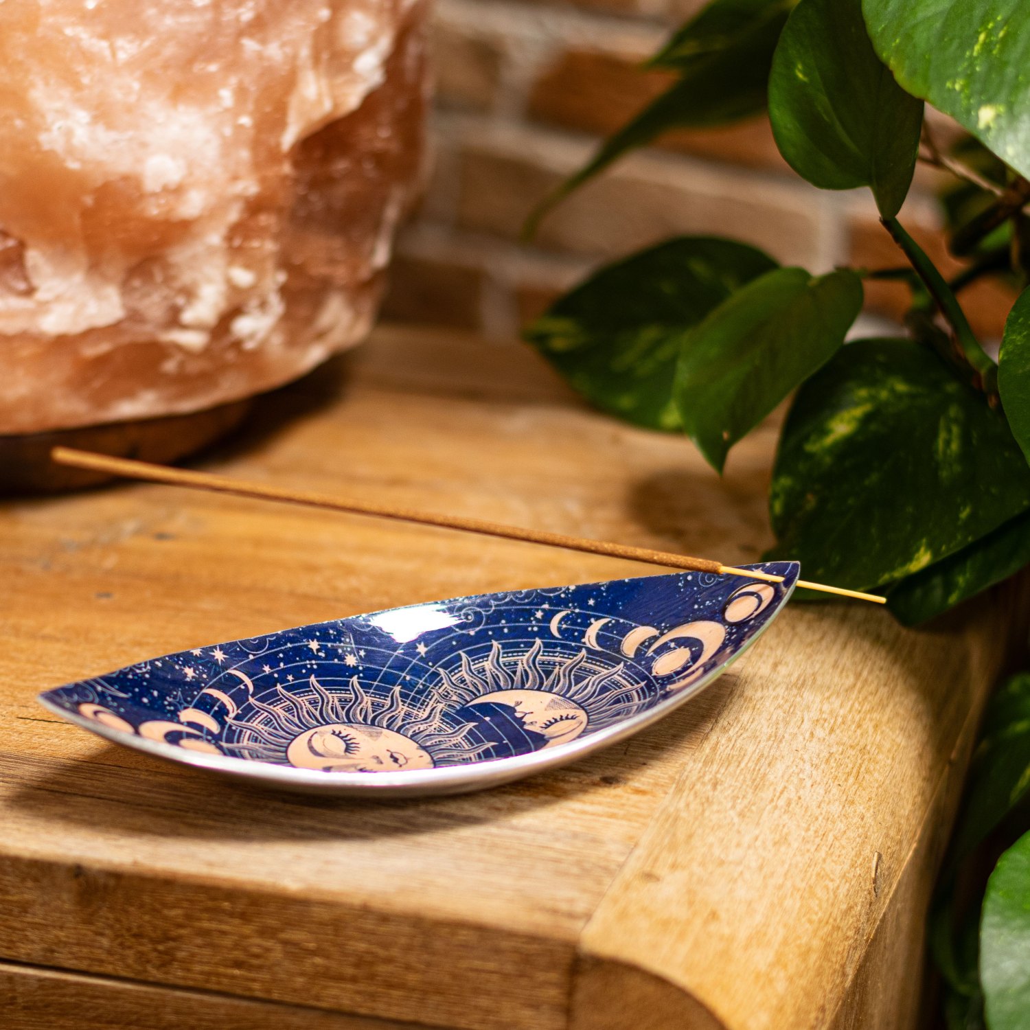 Pink Sun & Moon Aluminium Enamel Incense Bowl5