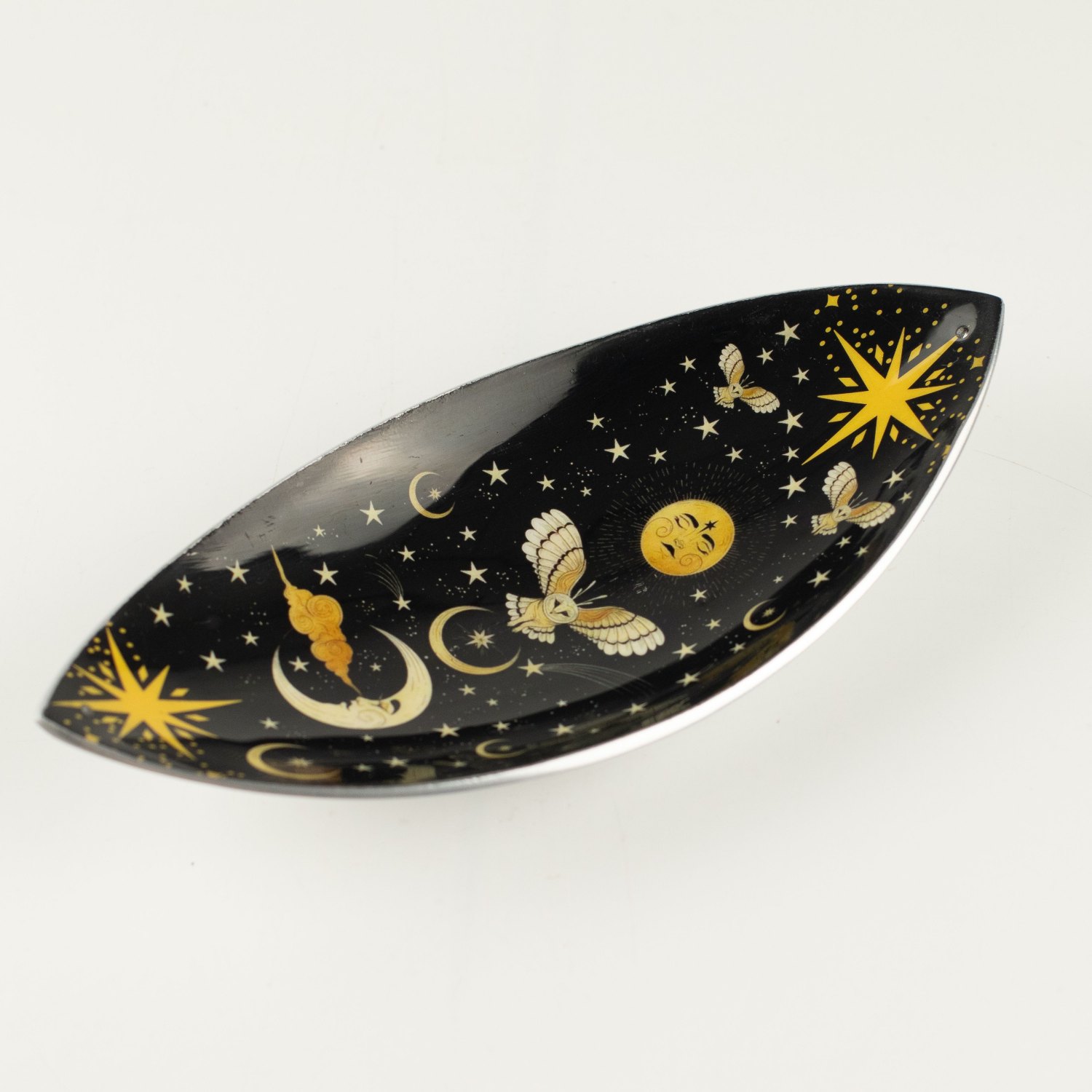 Enchanted Night Owl Aluminium Enamel Incense Bowl1