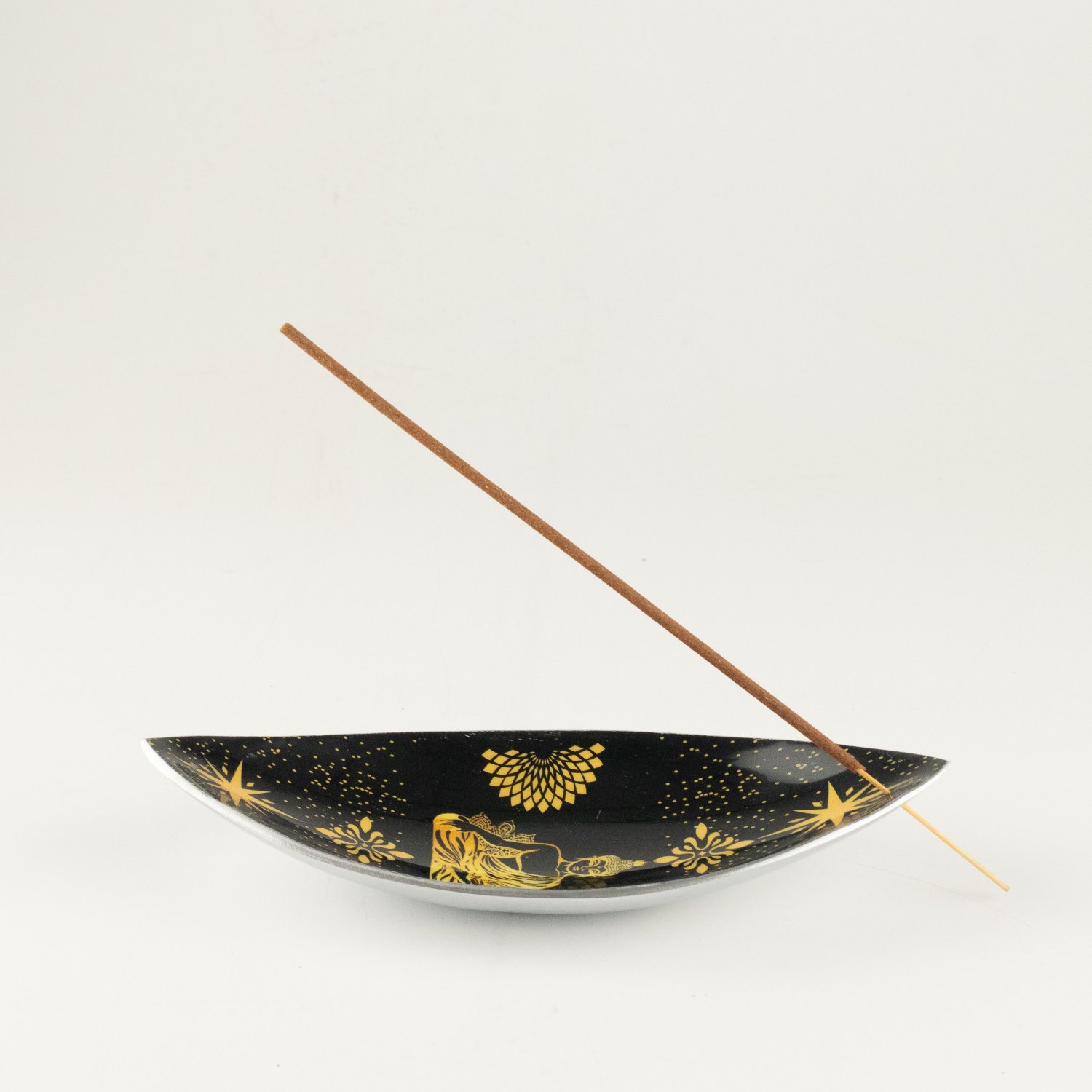 Gold & Black Buddha Aluminium Enamel Incense Bowl2