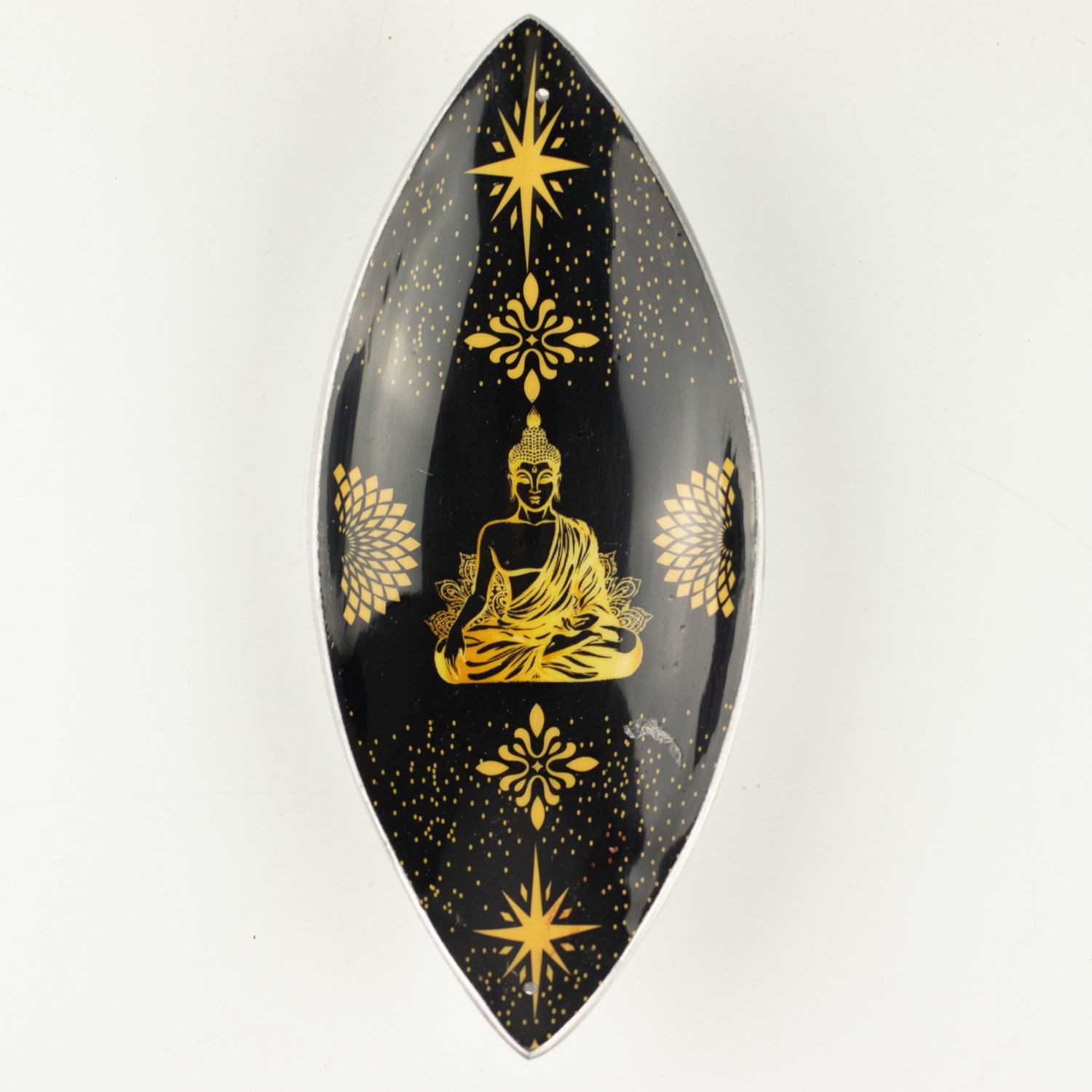 Gold & Black Buddha Aluminium Enamel Incense Bowl3