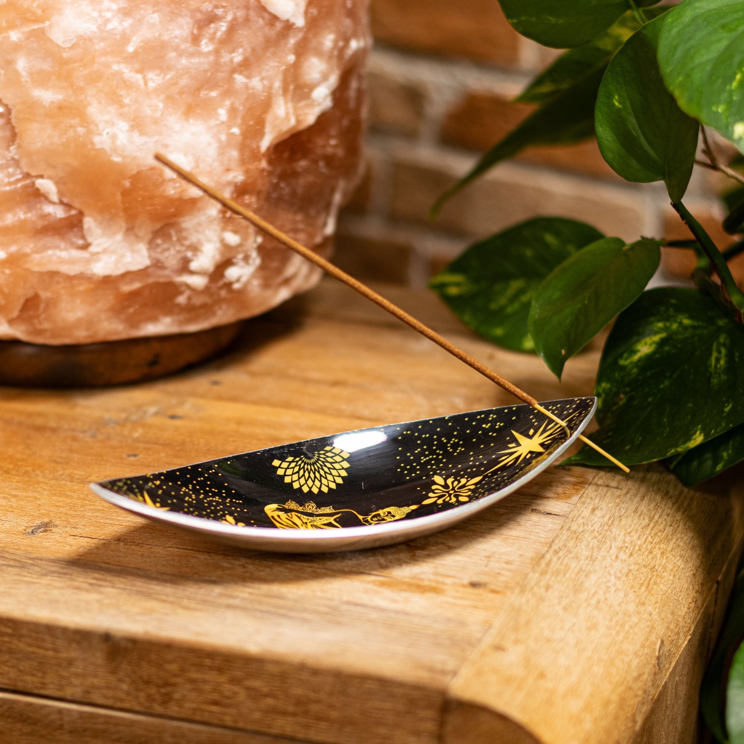 Gold & Black Buddha Aluminium Enamel Incense Bowl5