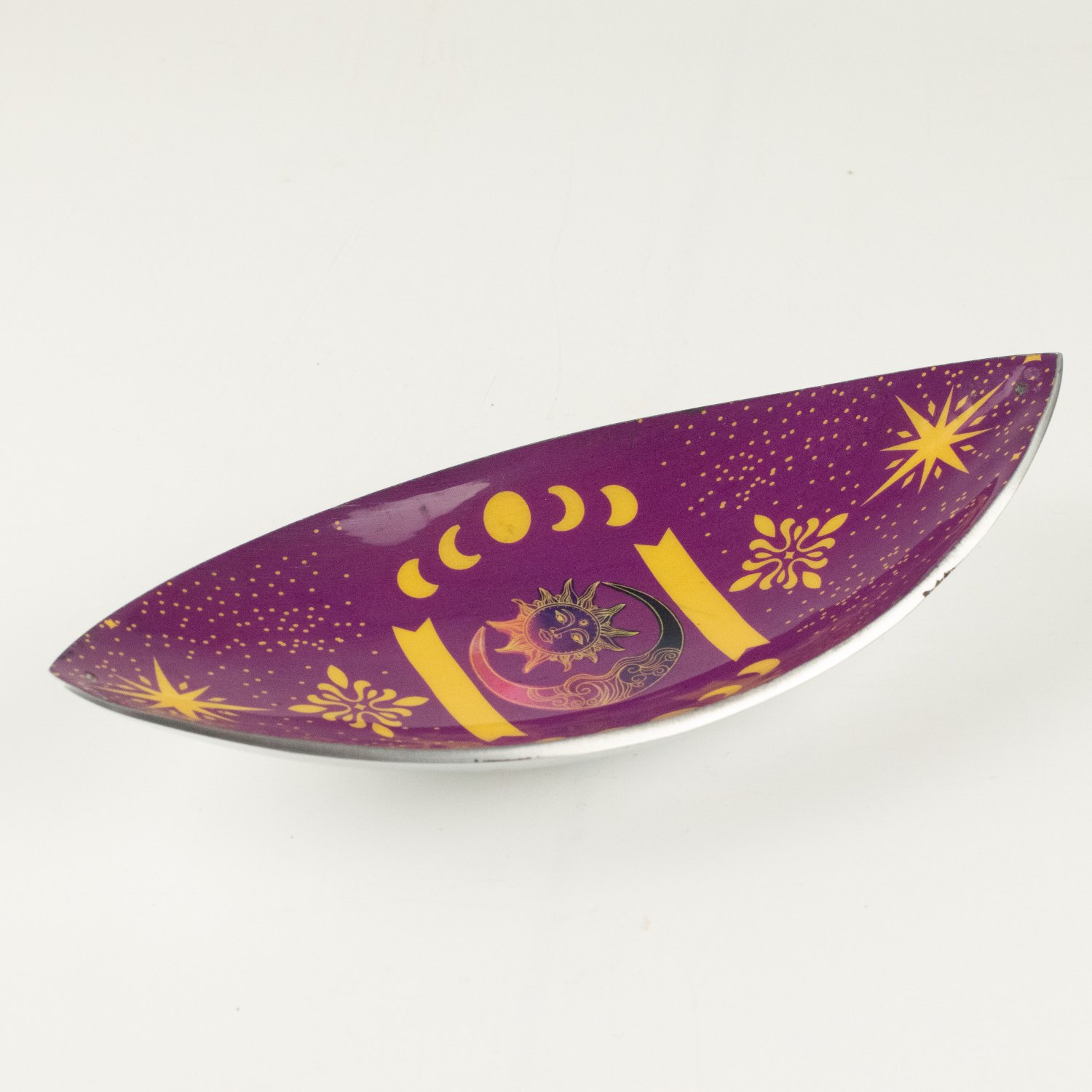 Purple Sun & Moon Phases Aluminium Enamel Incense Bowl1