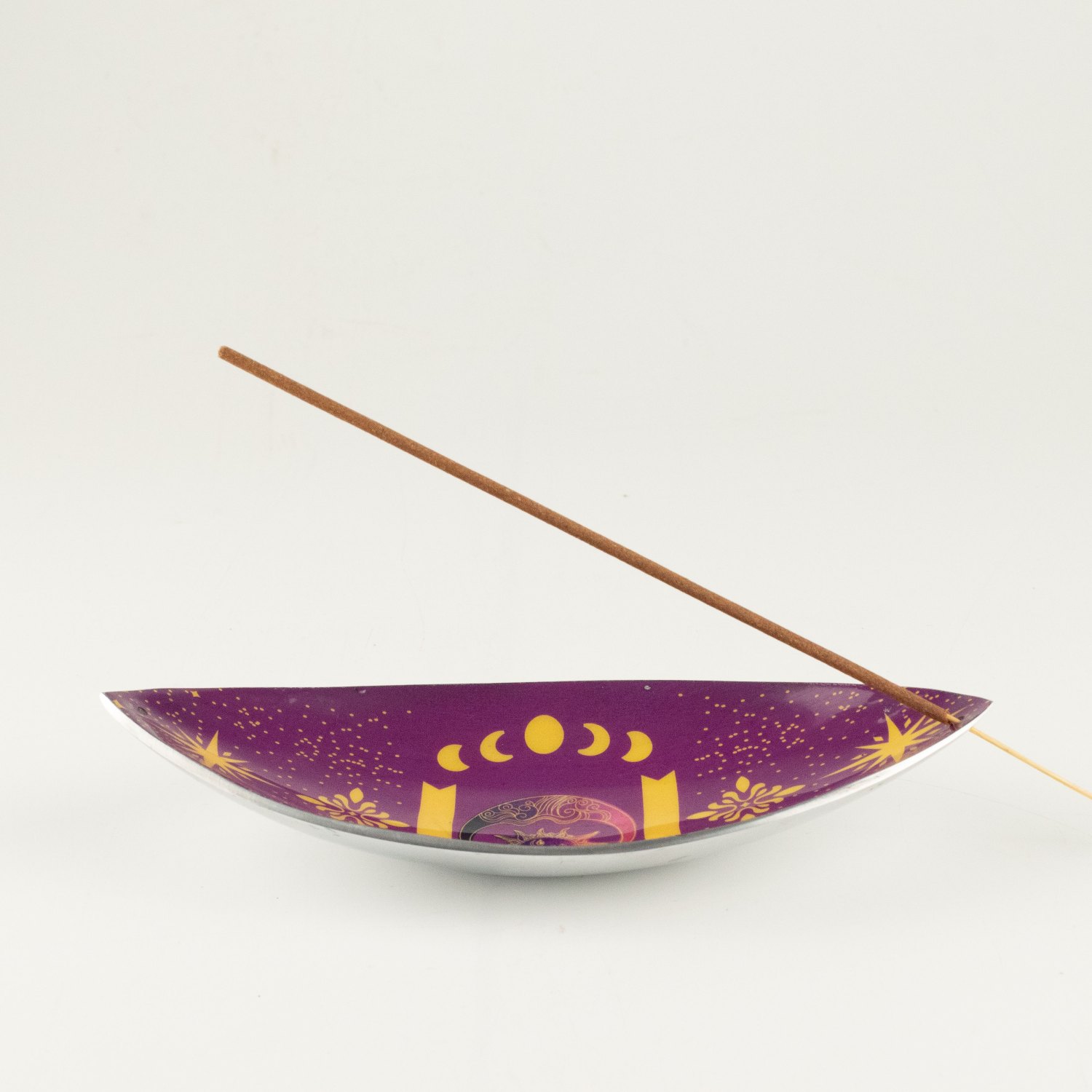 Purple Sun & Moon Phases Aluminium Enamel Incense Bowl2