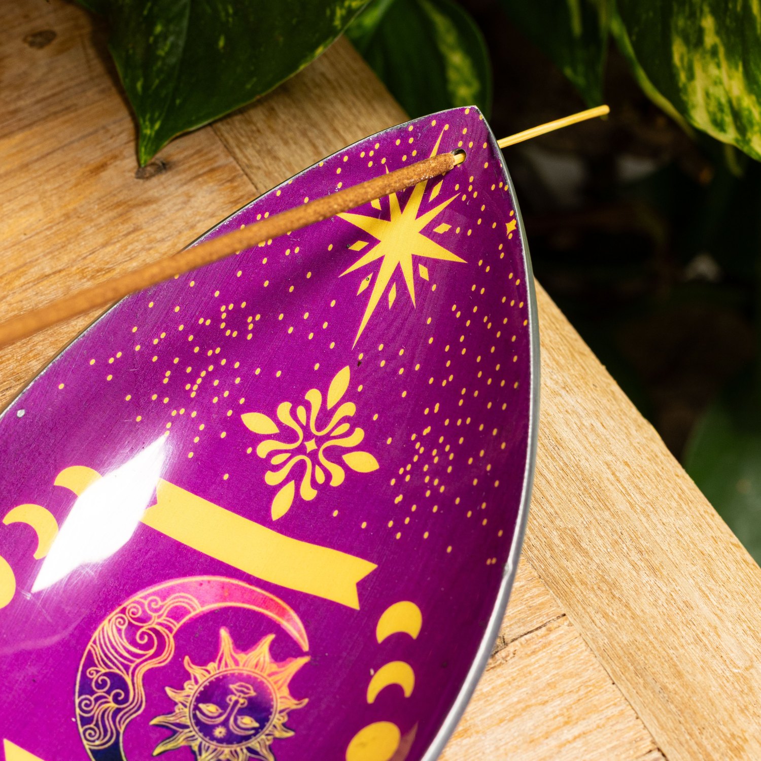 Purple Sun & Moon Phases Aluminium Enamel Incense Bowl4
