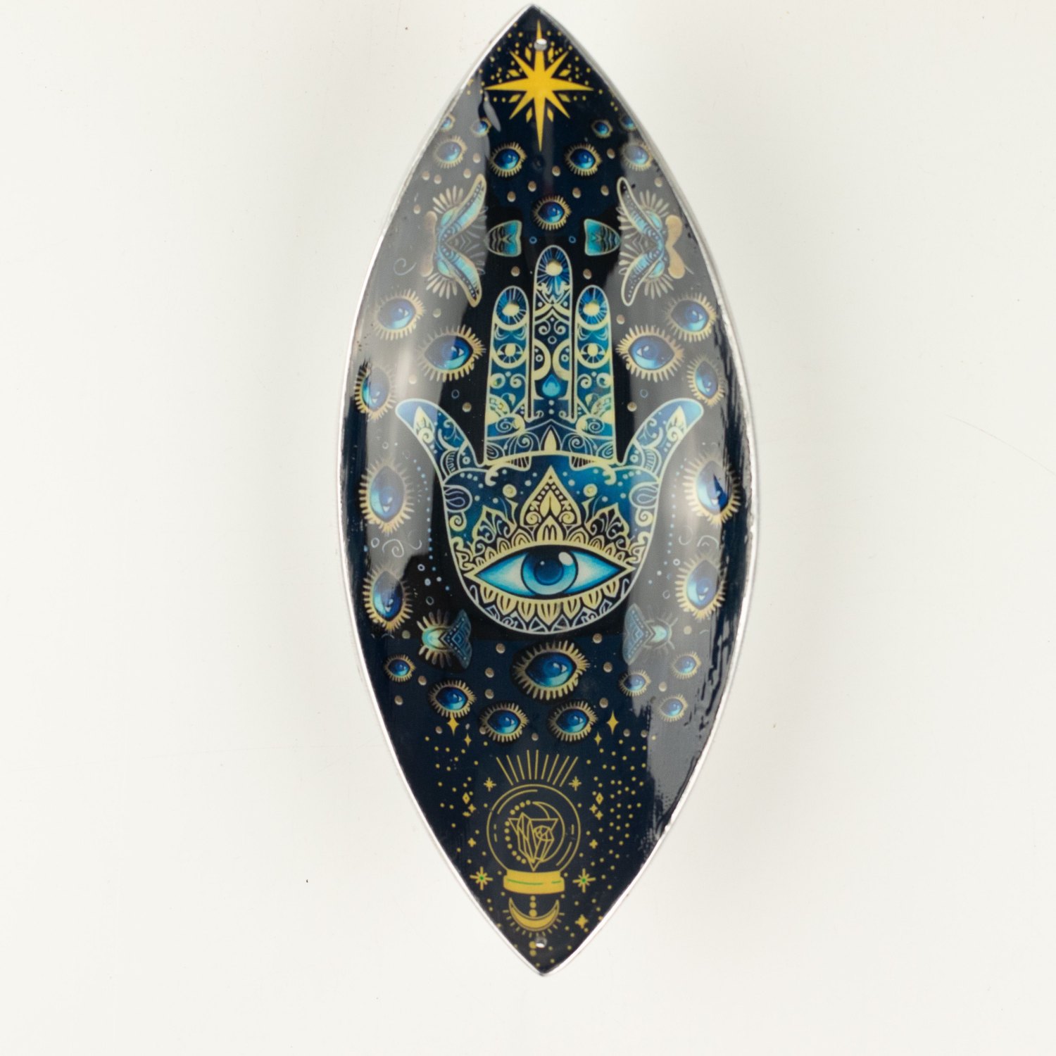 Blue Hamsa Aluminium Enamel Incense Bowl3