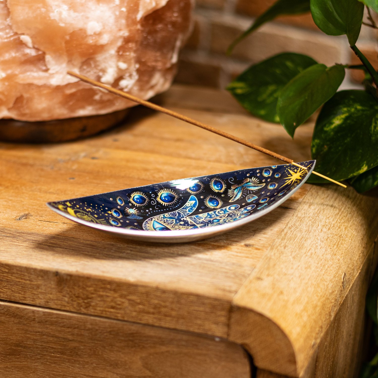 Blue Hamsa Aluminium Enamel Incense Bowl5